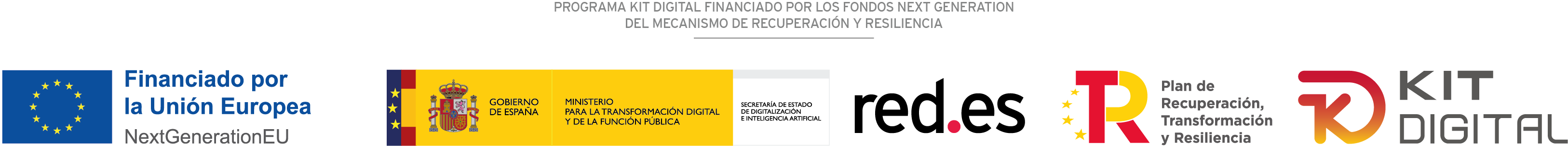 Financiado por la Unión Europea – NextGenerationEU. Gobierno de España, Ministerio para la Transformación Digital y de la Función Pública, Secretaría de Estado de Digitalización e Inteligencia Artificial, red.es, Plan de Recuperación, Transformación y Resiliencia, Kit Digital.